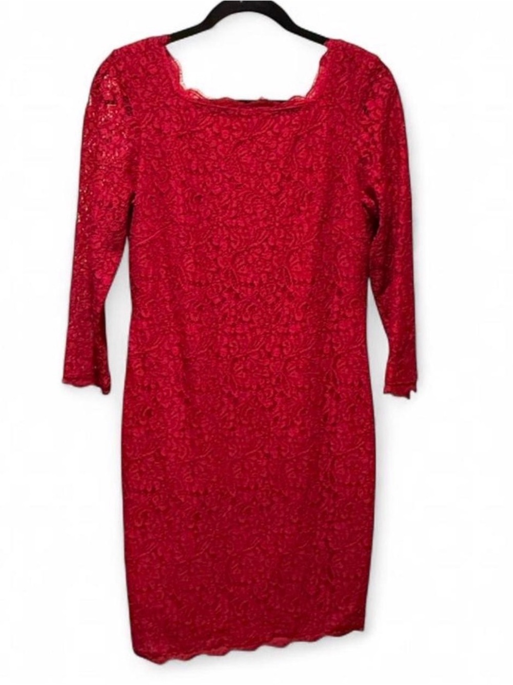 Adrianna Papell Red Lace Long-Sleeve Sheath Dress